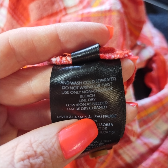 Pilcro Top Orange Plaid Soft Button Down Tunic Boho Fall - Picture 12 of 16